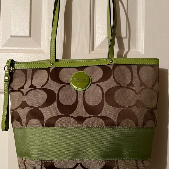 Coach | Bags | Euc Coach Signature Stripe Shoulder Purse